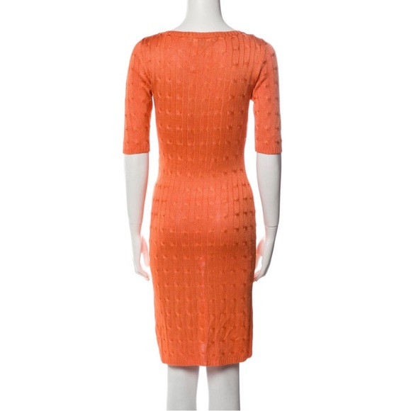 RALPH LAUREN KNIT SILK DRESS ORANGE SIZE S - Picture 3 of 5